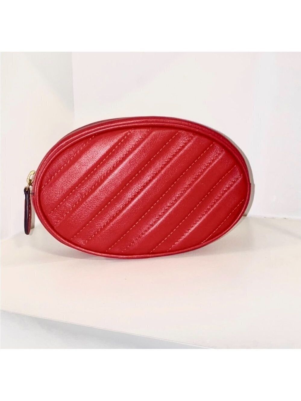 NEW Auxiliary Auxilliary Red Leather Belt Bag OS